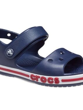 CROCS Kids Navy bayaband Sandal with Red and White Trim